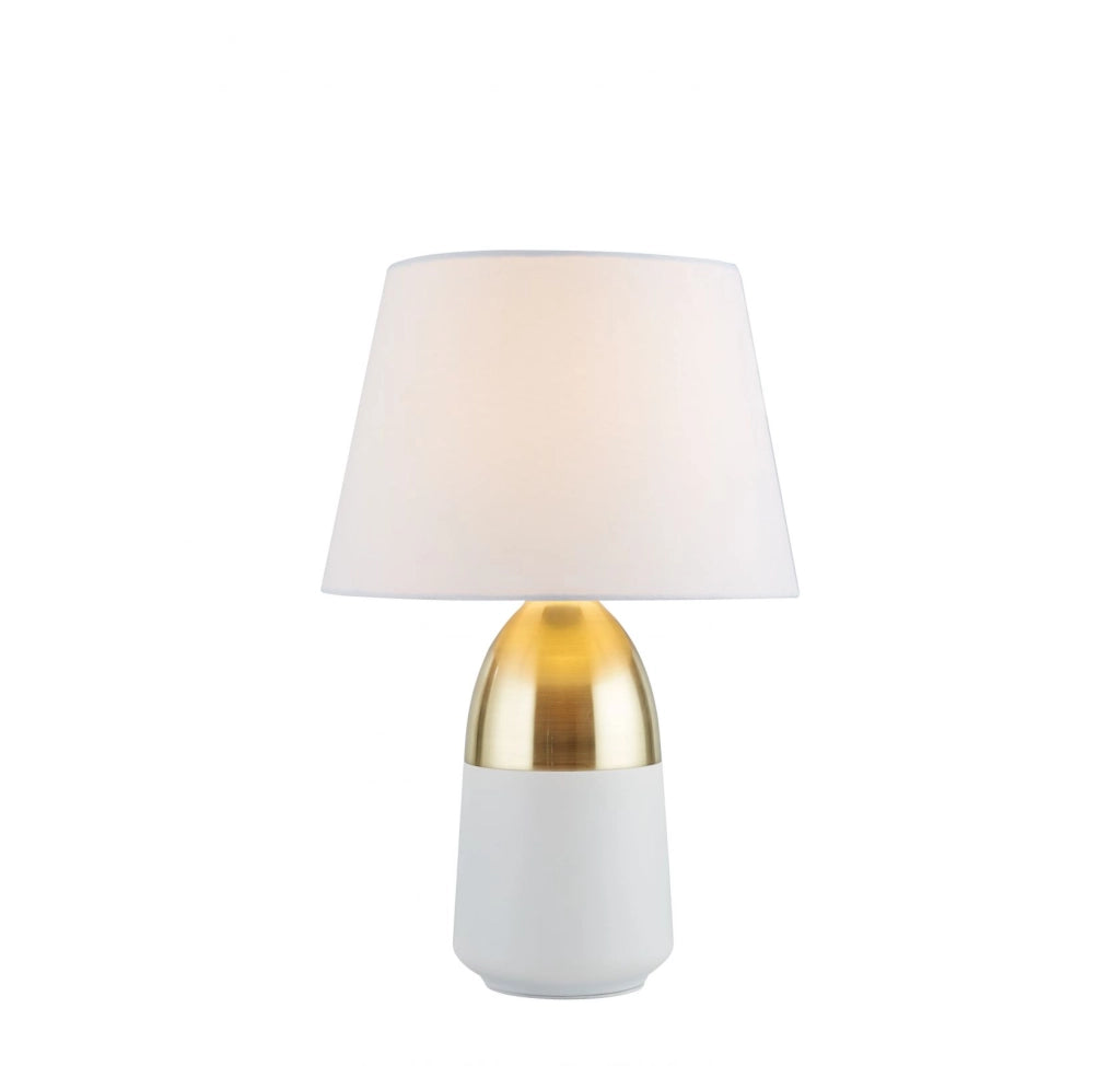 Lampada da tavolo Touch - Ottone spazzolato e paralume avorio