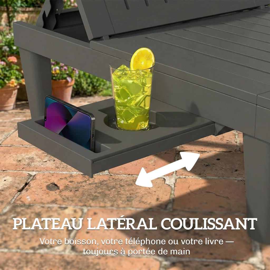 Chaise Longue Giardino 2 Pezzi in Plastica ¨C zephmum ¨C Grigio