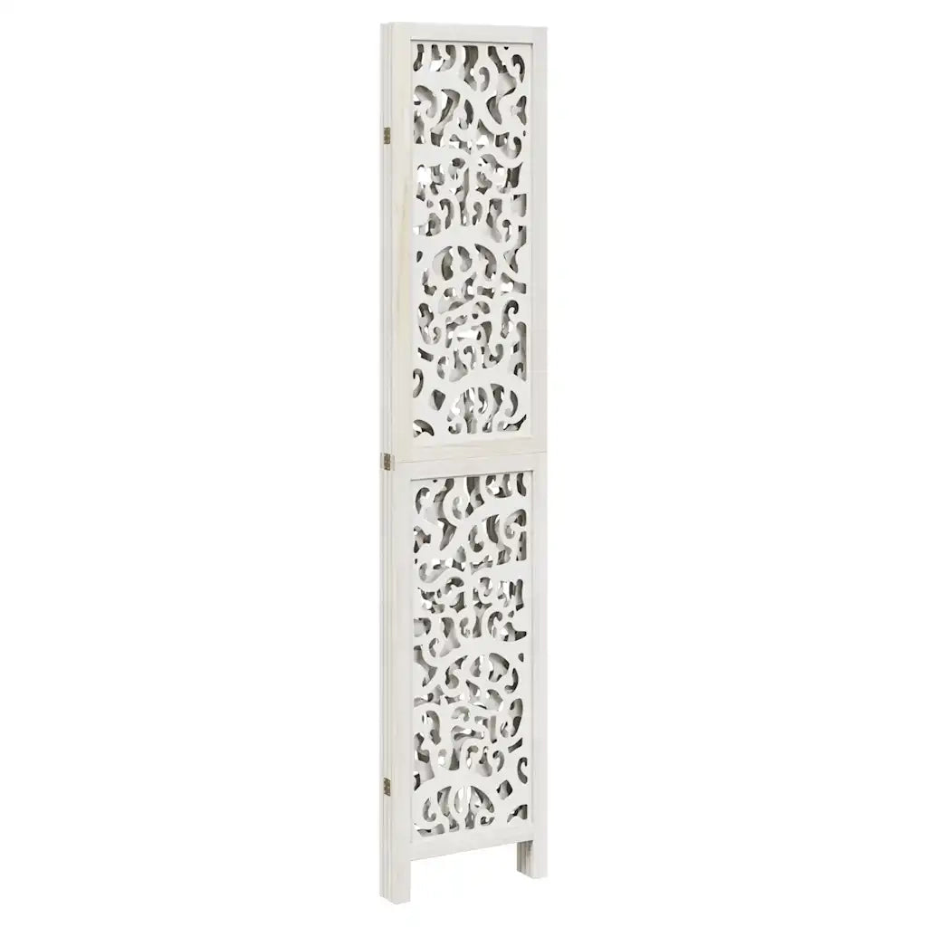Divisorio Ambienti | Divider per stanze | Paravento 4Pannelli Bianco Legno Massello di Paulownia