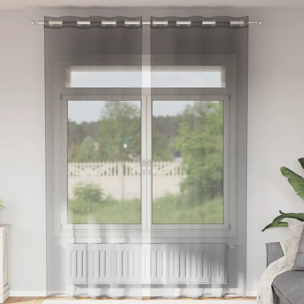 Tende in Voile con Occhielli 2 pz Grigio Scuro 140x260 cm 4102081