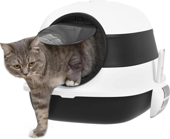 Cassetta per gatti con coperchio e deodorante - Cassetta per gatti con strato di sabbia e rastrello, 52 x 41 x 38 cm