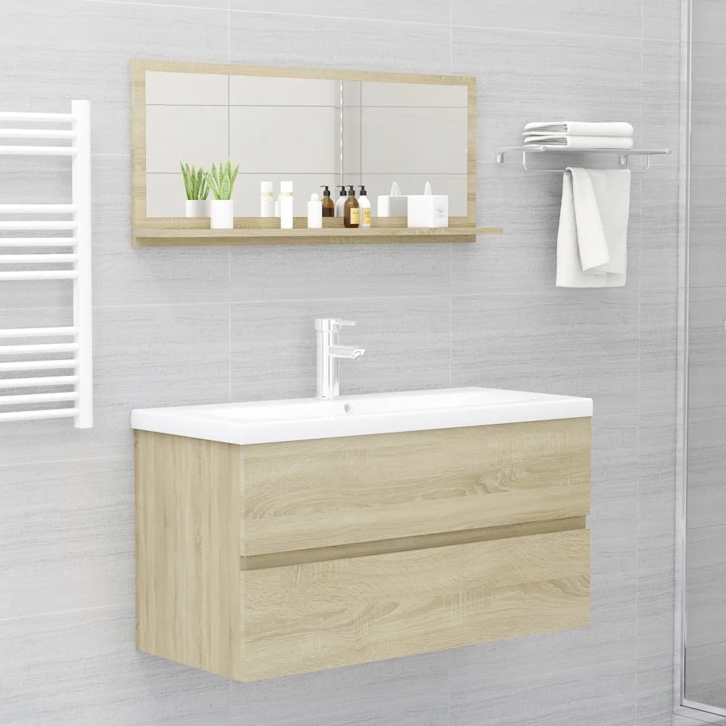 Specchio da Bagno Rovere Sonoma 90x10,5x37 cm in Truciolato cod mxl 59249