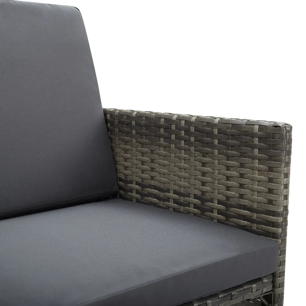 Set da Pranzo da Giardino 9 pz con Cuscini in Polyrattan Grigio 46536