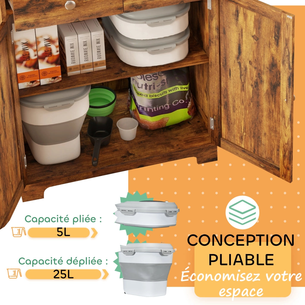 Contenitore ermetico per crocchette cane pieghevole 25L ¨C Minimal ¨C 44x32x37 cm grigio