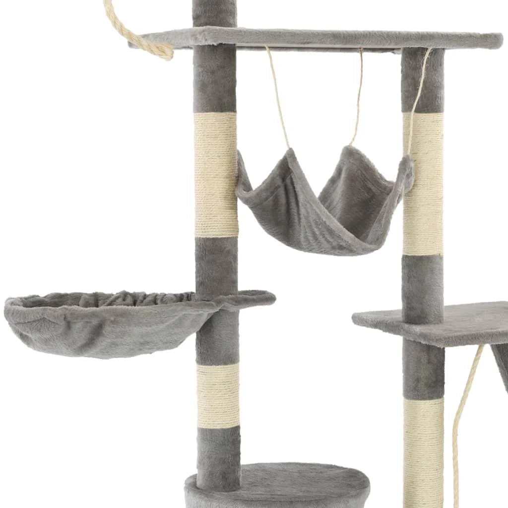 Tiragraffi albero per gatti cuccia per gatti giocattolo peluche sisal 230-250 cm grigio 3702046