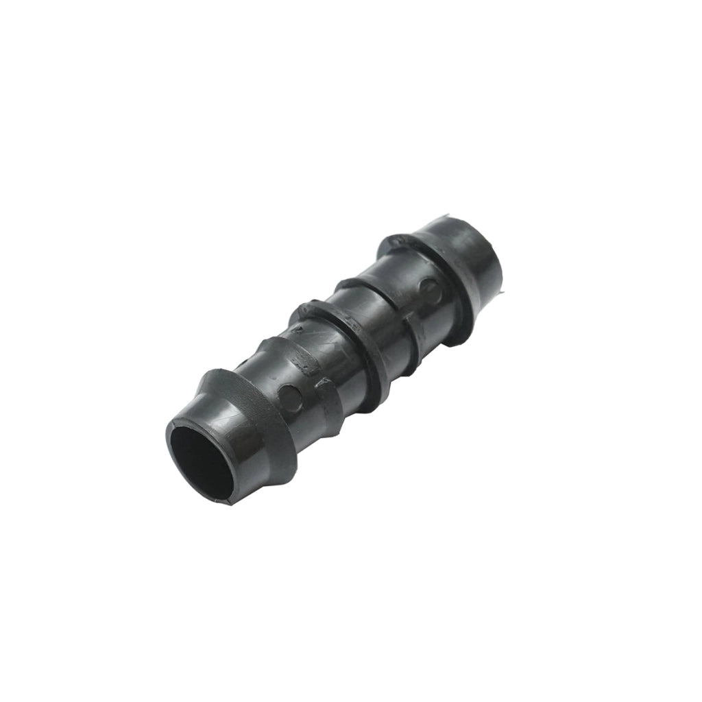 Giunto per tubo di gocciolamento D20x20mm per sistemi di irrigazione.