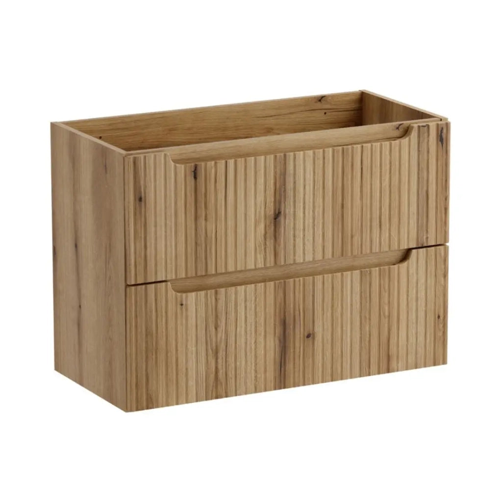 Set bagno VANO in rovere chiaro 80cm: mobile sottolavabo con cassetti e frontale scanalato + piano per lavabo