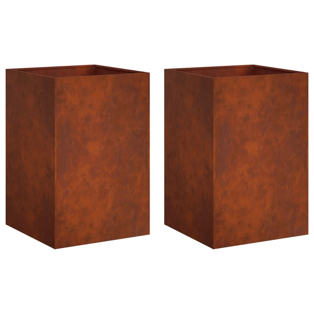Vaso da giardino 2 pz Ruggine 50 x 50 x 75 cm Acciaio Corten 8005399
