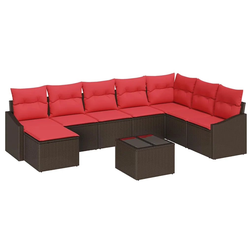 Set di divani 9 pz Marrone polyrattan 3346854
