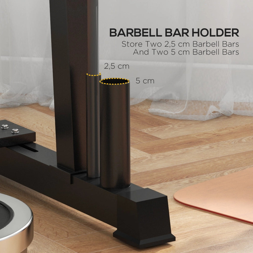 Rastrelliera per Manubri 5 Livelli 131x75x80 cm con 4 Aste Regolabili per Pesi e Kettlebell in Acciaio Nero
