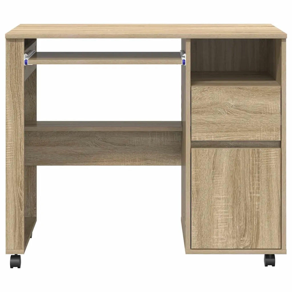 Scrivania con Ruote con cassetto Rovere Sonoma 91 x 50 x 77 cm 869532