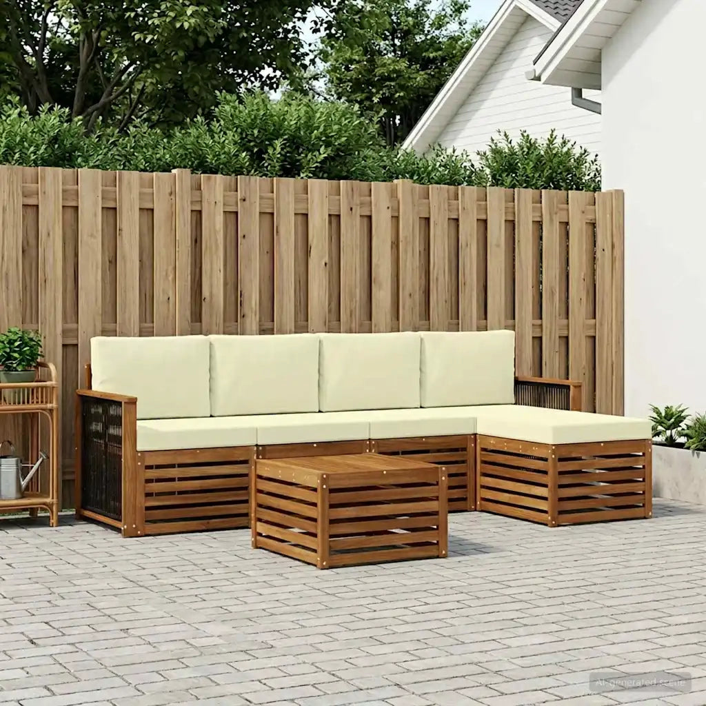 Set di divani da esterno con cuscino 6 pcs Naturale e Crema