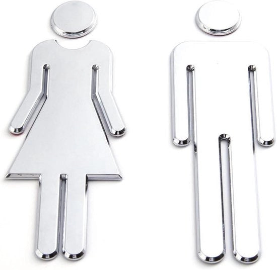 Pictogramma wc stiletti autoadesivi per toilette maschile femminile - Tabella informativa per area lavanderia casa hotel ufficio negozio ristorante