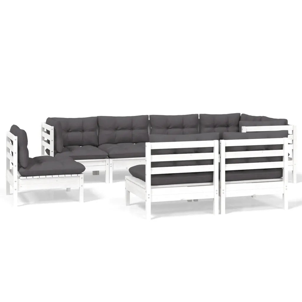Set Divani da Giardino 8 pz con Cuscini Bianchi Legno di Pino cod mxl 44368