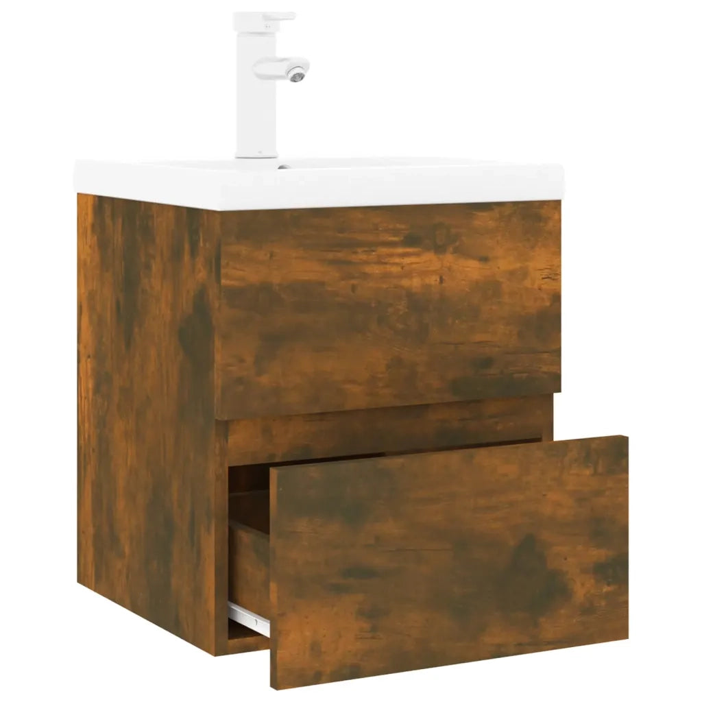 Mobile Bagno con Lavabo Integrato Rovere Fumo Legno Multistrato 3152861