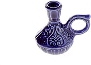 Pitcher per candela, sospensione ceramica per candele sottili, sospensione ortodossa per candele, ideale per candele fino a Ø 1,1 cm (blu)