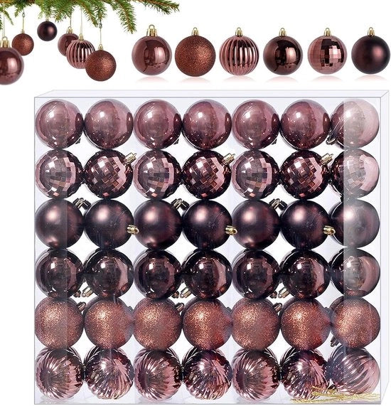 Decorazioni di Natale per albero: 42 pezzi di palline di Natale miniature cioccolato marrone - 6 diversi disegni - palline di Natale in plastica 3CM