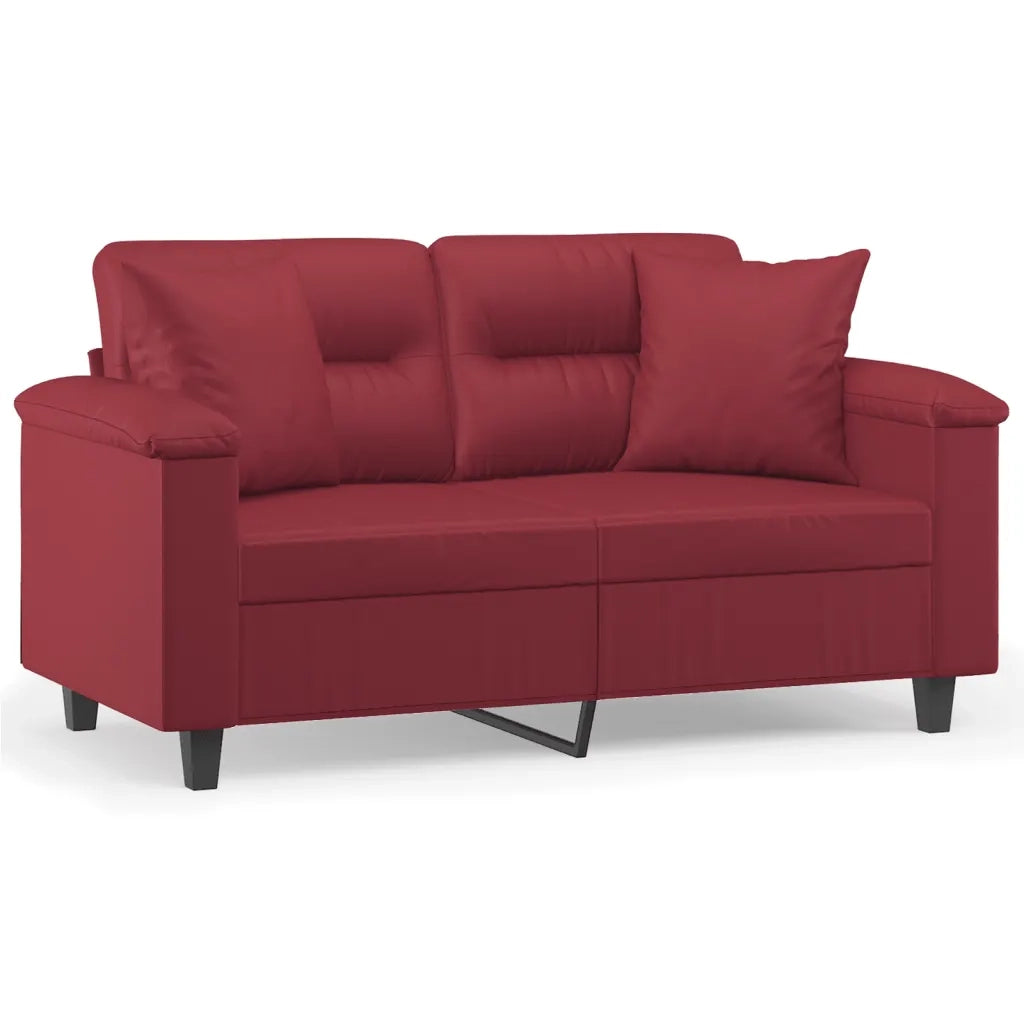 Divano a 2 Posti con Cuscini-Sofa 2 Posti con Cuscini Rosso Vino 120 cm in Similpelle 846652