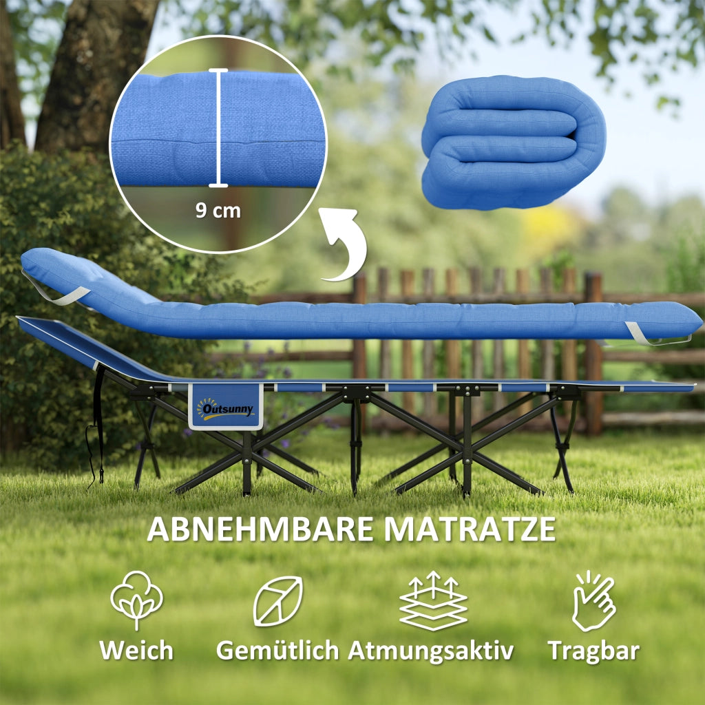 Letto da campeggio pieghevole con materasso ¨C zephmum ¨C blu scuro 185x68x37 cm