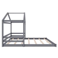 Letto Montessori per Bambini con Rete a Doghe, in Legno Ecologico e Atossico, senza Materasso, 140x200 cm, Grigio