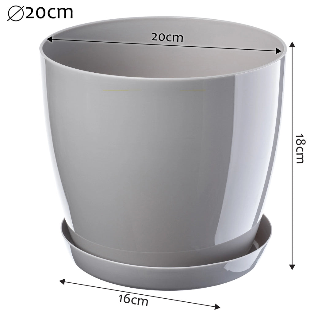 Vaso da fiori KADAX con sottovaso e coperchio in plastica, 20 cm, grigio. Vaso da fiori Kadax
