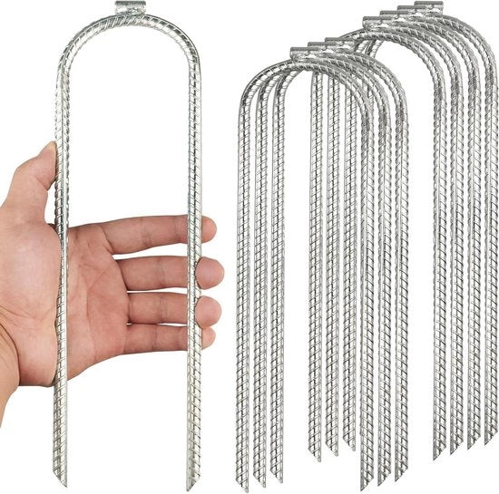 Anelli di ancoraggio per terra da 30 cm con aste a V per palafitte, anelli di trampolino, anelli di giardino, barre di armatura, anelli di tenda per camper (8)