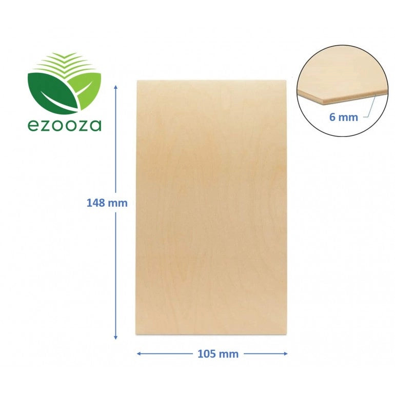 10 fogli pannello compensato 6 mm betulla baltica  A6 - 105 x 148 mm