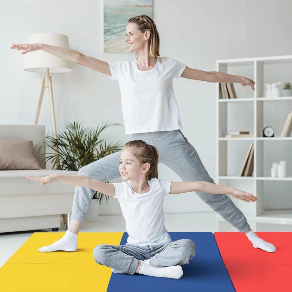 Tappetino da Yoga Spesso, Tappetino Fitness Pieghevole e Portatile con Imbottitura in EPE, Cerniera e Maniglie, Materassino Allenamento da Casa e Palestra,180 x 60 x 5 cm