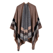 Sciarpa calda da donna a righe, piccola e quadrata, in cashmere e acrilico.