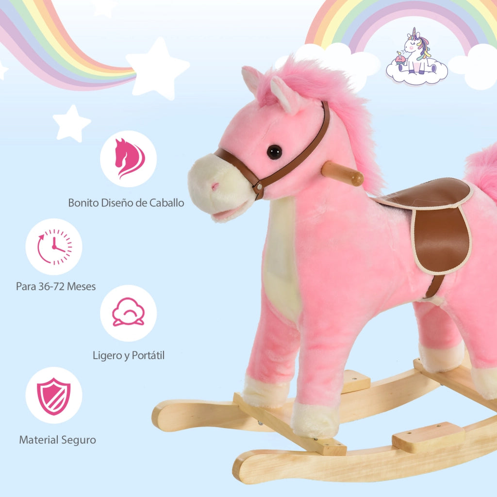 Cavallo a Dondolo Morbido ¨C zephmum ¨C 65x32,5x61 cm Rosa