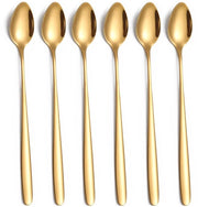 Set di cucchiai 6 pezzi - Manico lungo 19,5 cm - Materiale in acciaio inossidabile - Ideale per caffè freddo/tè freddo - Facile da pulire - Cucchiaio per cocktail