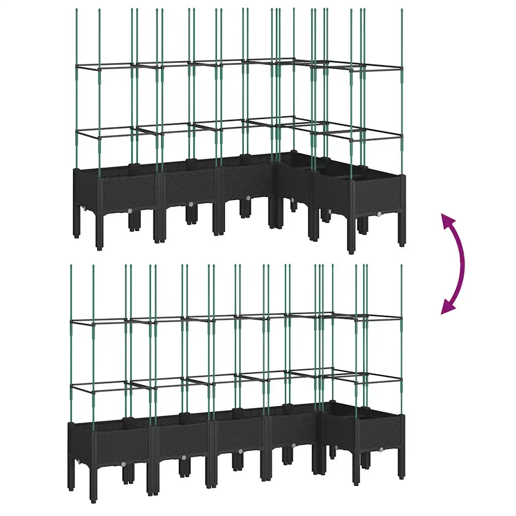 Fioriera da Giardino con Traliccio Nera 160x120x142,5 cm in PP 367968