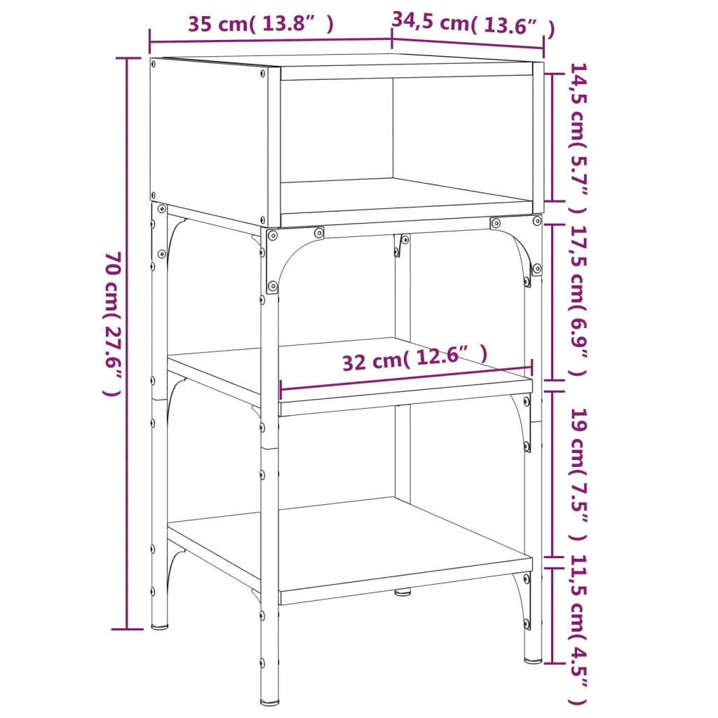 Set di 2 Comodini | Armadio da Notte | Mobiletto da notte Rovere Fumo 35x34,5x70 cm in Legno Multistrato