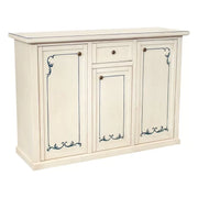 Madia credenza 3 porte 1 cassetto shabby bianco anticato decori blu 120x39x85 - Mobili 2G