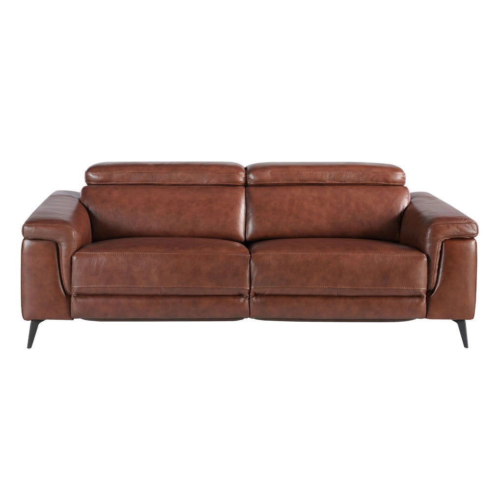 Divano relax a 3 posti in pelle marrone