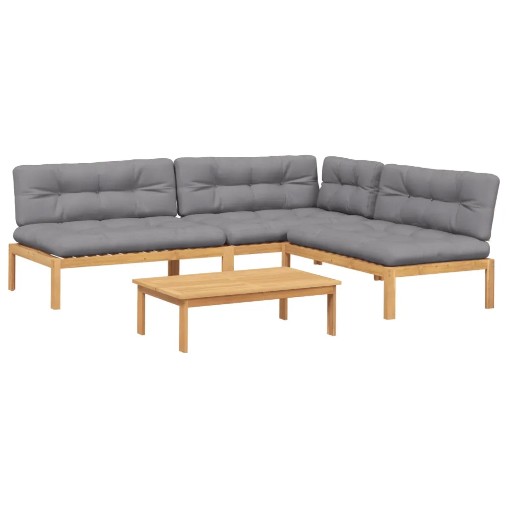 Set Divani Pallet Giardino 4pz Cuscini Legno Massello Acacia
