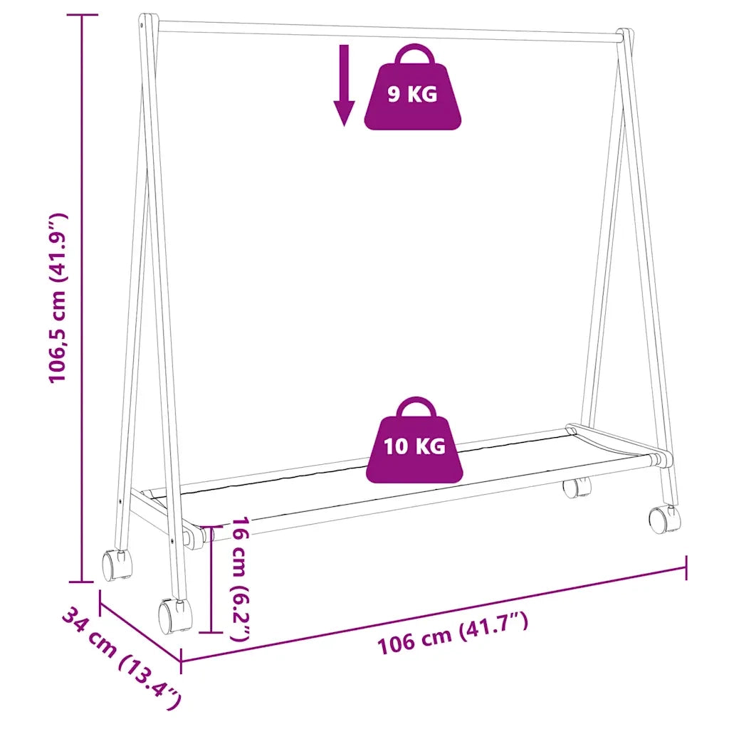 Appendiabiti con Ripiani e Ruote 106x34x106,5 cm in Bamb¨´ CFW2449711