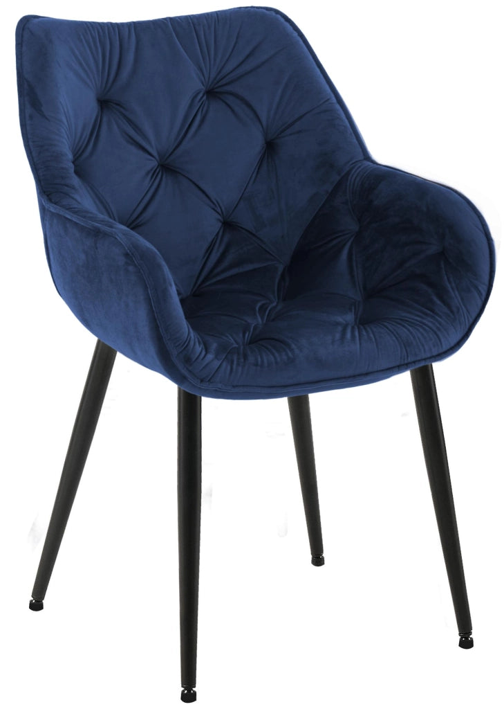 Sedia Tanna in velluto blu scuro