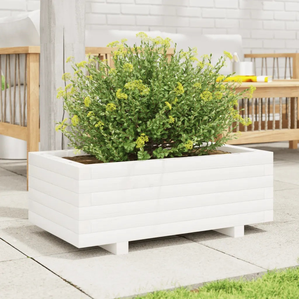 vidaXL Fioriera da Giardino Bianca 70x40x26,5cm Legno Massello di Pino