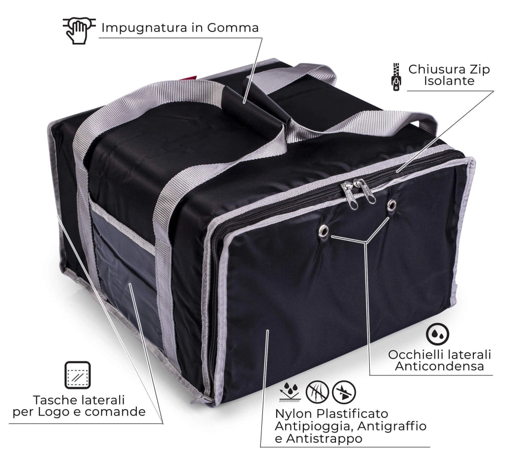 Borsa Termica Porta Pizze da Asporto 6 Cartoni Safemi Express 6 Nera