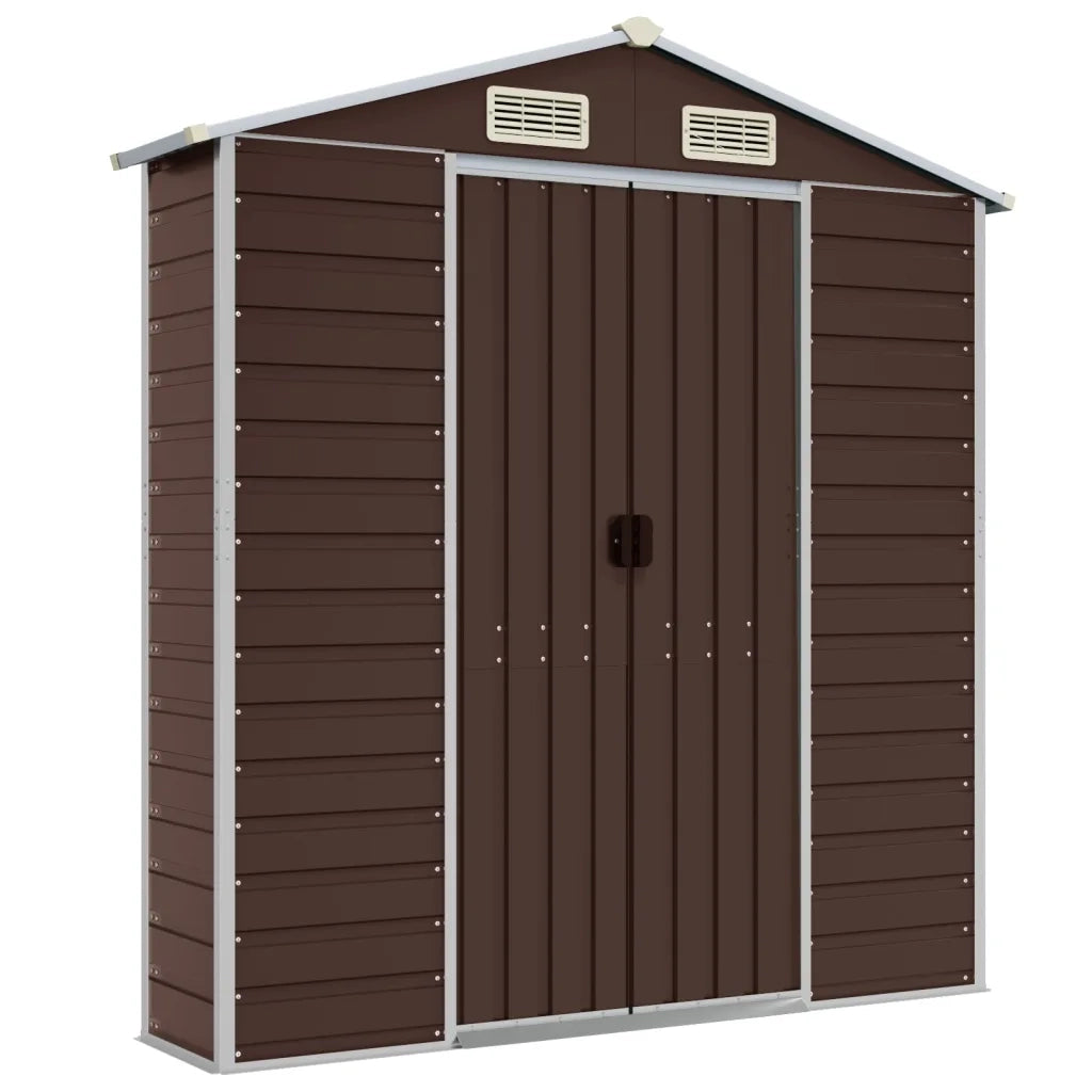 Casetta da giardino marrone 191x385x198 cm in acciaio zincato 3188267