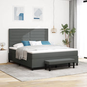 Letto Box Spring e Materasso & Panca Grigio Scuro 180x200 cm Tessuto