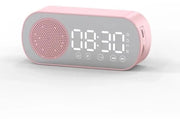 Alarme digitale, diffusore Bluetooth senza fili, radio FM, subwoofer, riproduttore di musica (rosa)
