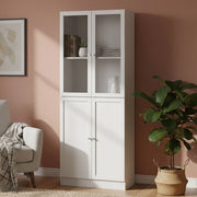 Libreria Bagaladi, Scaffale da ufficio, Mobile portalibri, Biblioteca, 79x28 h203 cm, Bianco