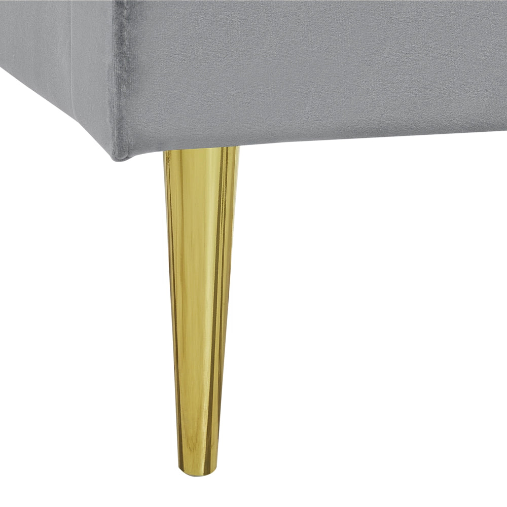 Letto imbottito velluto grigio e oro rete a doghe testiera alta 160 x 200 cm testata alta design retrò