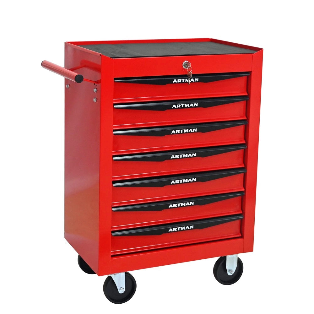 Cassettiera Portautensili su Ruote 7 Cassetti ¨C MINIMAL ¨C Metallo Rosso e Nero