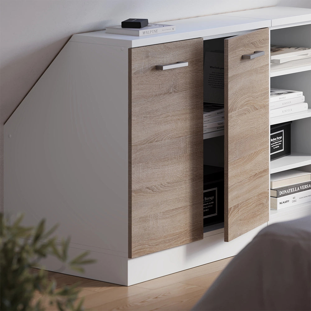 Mobile cucina sottotetto R-Line Sonoma/Bianco 80 cm con 2 porte, carcassa 60 cm profondità Vicco