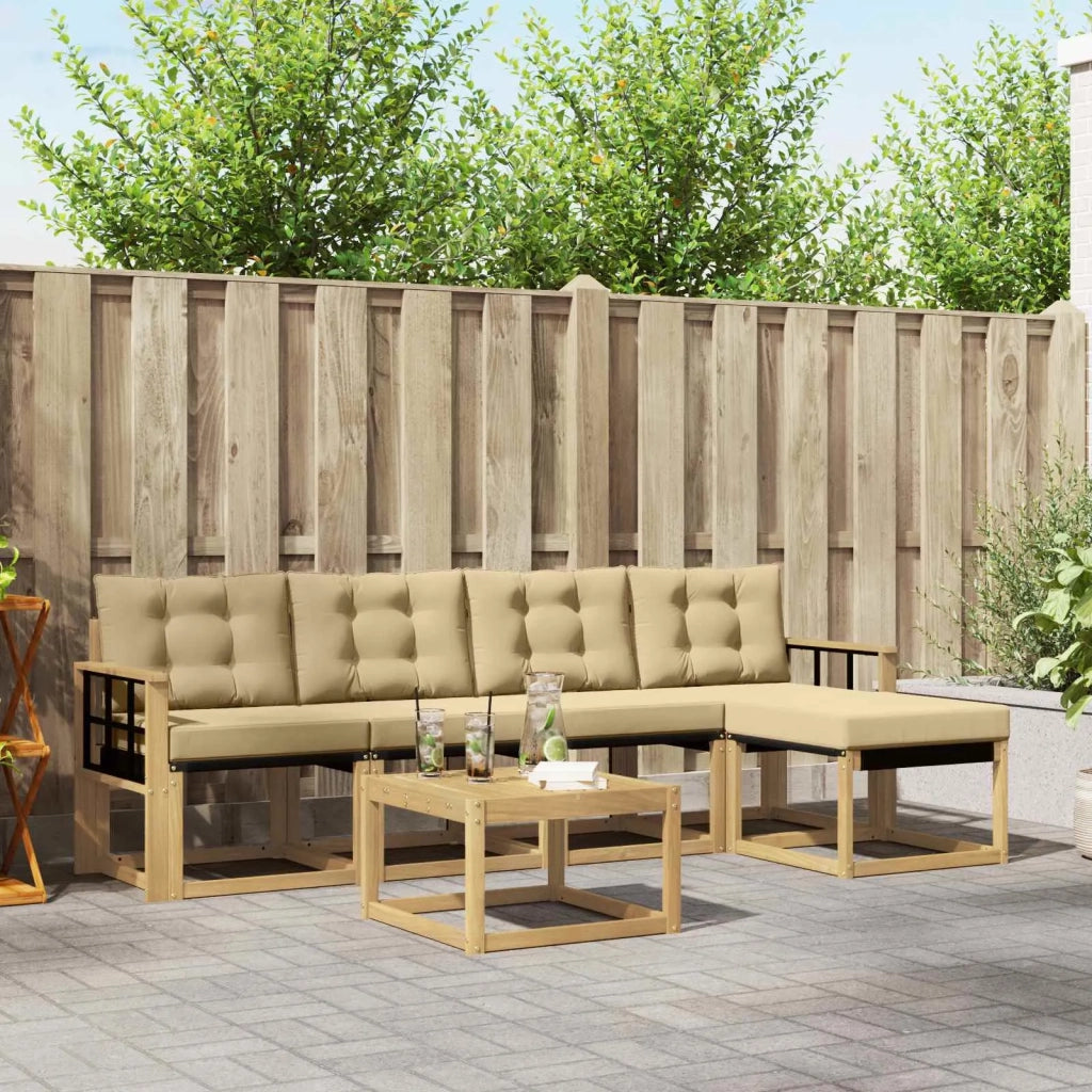 Set di divani da esterno 6 pz Bianco e Beige 3389411