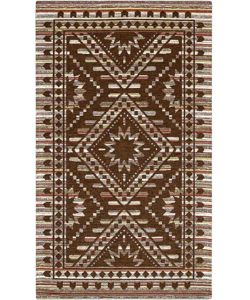 Tappeto passatoia KENYA MARRONE salotto soggiorno camera, disegno kilim etnico africano, multiuso lavabile antiscivolo cm.65x300 corsia