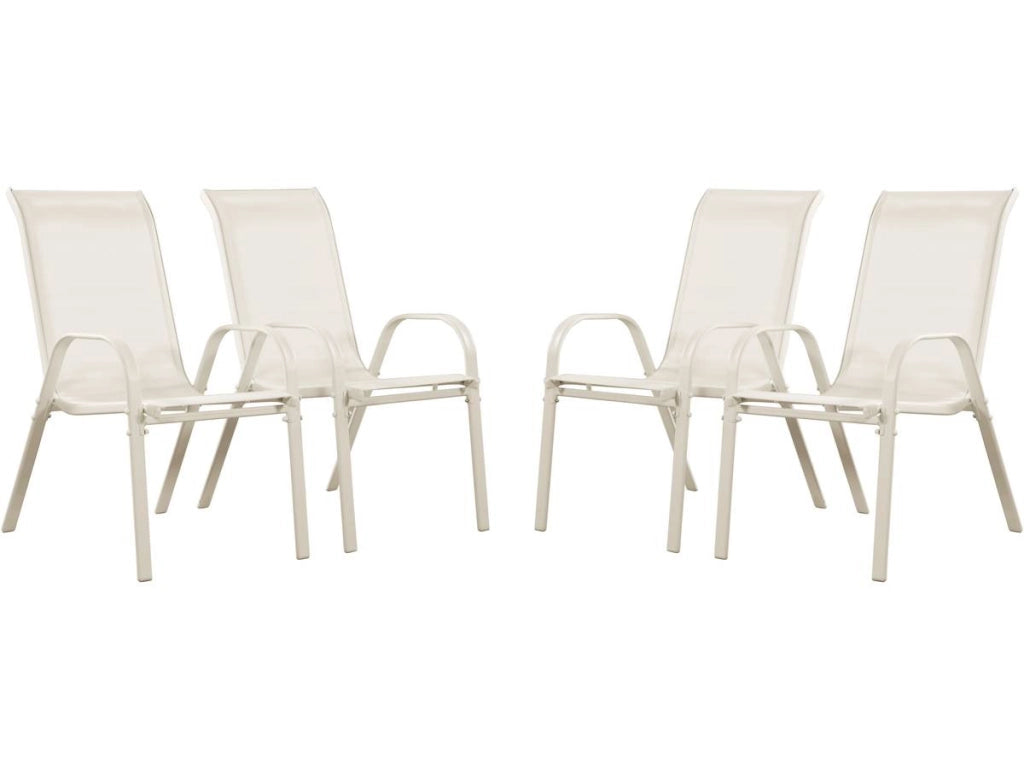 Sedia da giardino textilene "Cordoba" -Phoenix-Ecru- Set di 4